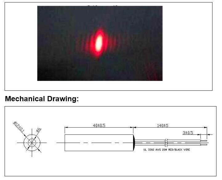 Industrial Laser Tag - D12 x 40 mm, 650 nm,